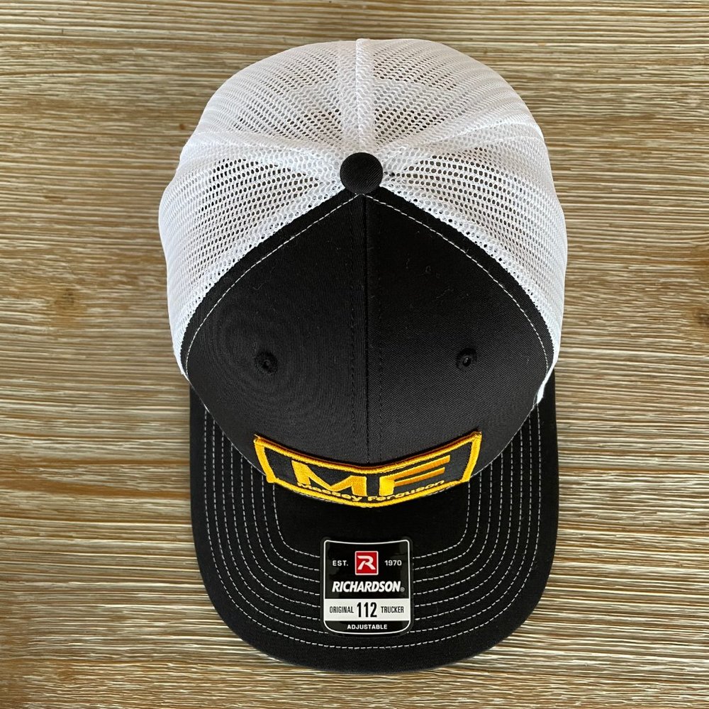 Massey Ferguson Vintage Patch Hat - Black & White Richardson 112 Trucker Cap - Picture 5 of 7